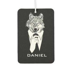 Désodorisant Pour Voiture Loup hipster drôle avec smoking noir personnalisé