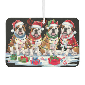 Désodorisant Pour Voiture Lumières de Noël Bulldog - Design adorable
