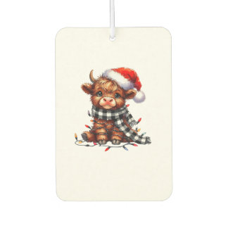 Désodorisant Pour Voiture Lumières de Noël Highland Cow Baby Noël Light