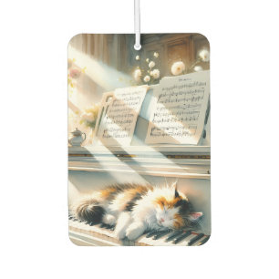 Désodorisant Pour Voiture Maison de Cat au Piano Ensoleillée Rêveuse