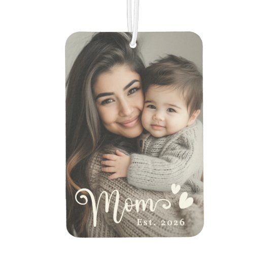 Désodorisant Pour Voiture Maman est année coeurs superposer photo (Dos)