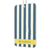 Désodorisant Pour Voiture Marine Blue Stripes, Motif rayé, Votre nom (Gauche)