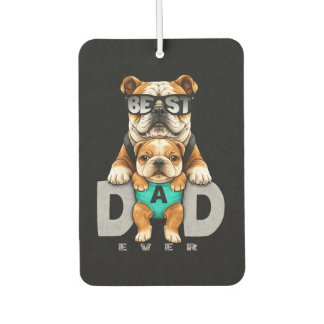 Désodorisant Pour Voiture Meilleur papa bouledogue ever – Cute Bulldog Fête 