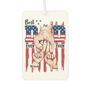 Désodorisant Pour Voiture Meilleur Papa Jamais - Fist Bump USA Drapeau - 2 E