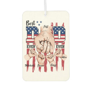 Désodorisant Pour Voiture Meilleur papa jamais - Fist Bump USA Drapeau - 4 E