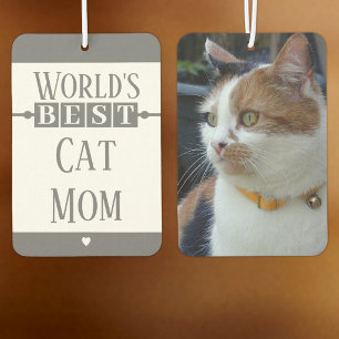 Désodorisant Pour Voiture Meilleure maman de chat ajouter une photo gris