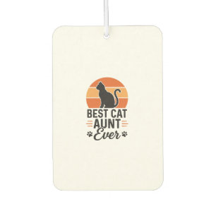 Désodorisant Pour Voiture Meilleure Tante de Chat Vintage Sunset T-Shirt Des