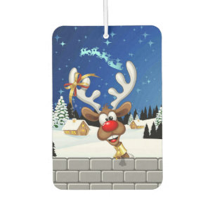 Désodorisant Pour Voiture Mème de Noël drôle de renne qui regarde par-dessus