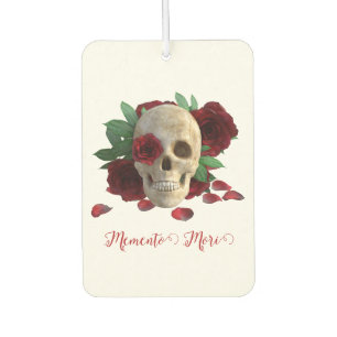 Désodorisant Pour Voiture Memento Mori. Crâne aux roses rouges