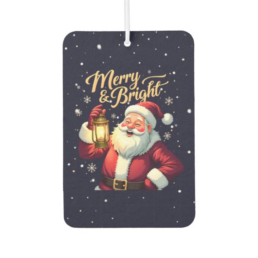 Désodorisant Pour Voiture Merry Bright Santa Holding Lantern Illustration (Devant)