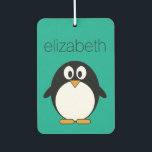 Désodorisant Pour Voiture mignon manchot émeraude de pingouin et noir<br><div class="desc">Une illustration simple,  mais moderne d'un pingouin. Si vous devez modifier l'illustration,  cliquez sur le bouton customiser pour déplacer les objets.</div>