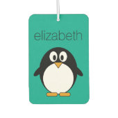 Désodorisant Pour Voiture mignon manchot émeraude de pingouin et noir (Devant)