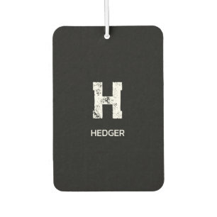 DÉSODORISANT POUR VOITURE MINIMALISTE BLANC MONOGRAMME À UNE LETTRE NOM NOIR
