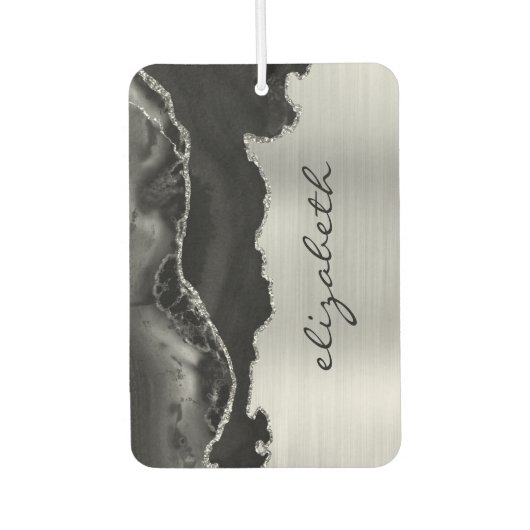 Désodorisant Pour Voiture Modern Black Silver Agate Metallic (Devant)