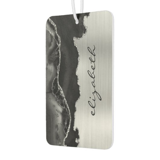 Désodorisant Pour Voiture Modern Black Silver Agate Metallic (Gauche)