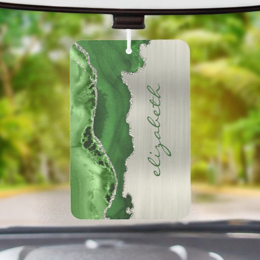 Désodorisant Pour Voiture Modern Green Silver Agate Metallic