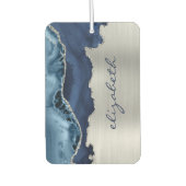 Désodorisant Pour Voiture Modern Navy Blue Silver Agate Metallic (Devant)