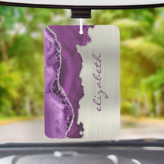Désodorisant Pour Voiture Modern Purple Silver Agate Metallic