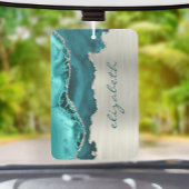 Désodorisant Pour Voiture Modern Teal Silver Agate Metallic