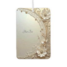 Modern White Flowers Pearls Air Freshener