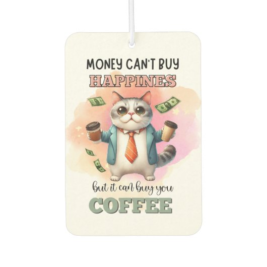 Désodorisant Pour Voiture Money Can't Buy Happiness Funny Cat Lover Gift (Devant)