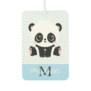 Désodorisant Pour Voiture Monogram Cute Panda Bear Personalized Polka Dot