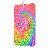 Désodorisant Pour Voiture Monogram Rainbow Tie Dye Faux Parties scintillant  (Gauche)
