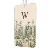Désodorisant Pour Voiture Monogramme Aquarelle Forêt verte rustique (Gauche)