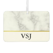 Désodorisant Pour Voiture Monogramme Elegant Marbre blanc Faux (Dos)