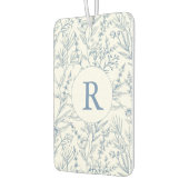 Désodorisant Pour Voiture Monogramme Français Toile Bleu Floral Air Freshene (Gauche)