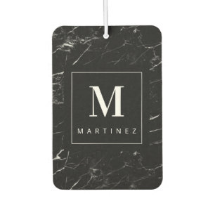 Désodorisant Pour Voiture Monogramme personnalisé Marbre noir