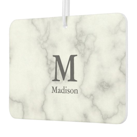 Désodorisant Pour Voiture Monogramme personnalisé sur le Marbre blanc Faux (Gauche)