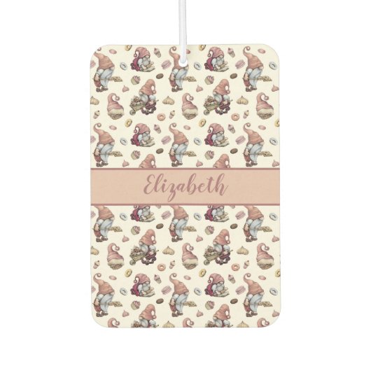 Désodorisant Pour Voiture Monogrammes Gnomes Baking Cupcakes Donuts (Devant)