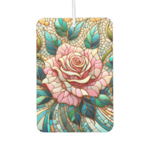 Désodorisant Pour Voiture Mosaïque de roses roses en verre teinté
