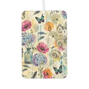 Désodorisant Pour Voiture Motif aquarelle botanique côtier coloré