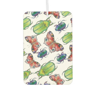 Désodorisant Pour Voiture Motif aquarelle de coléoptères et papillons