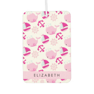 Désodorisant Pour Voiture Motif De Baleines, Baleines Roses, Votre Nom