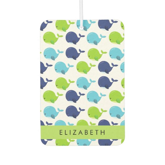 Désodorisant Pour Voiture Motif De Baleines, Beaux Baleines, Votre Nom (Devant)