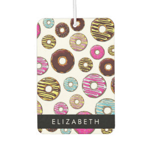 Désodorisant Pour Voiture Motif De Donuts, De Donuts Colorés, Votre Nom