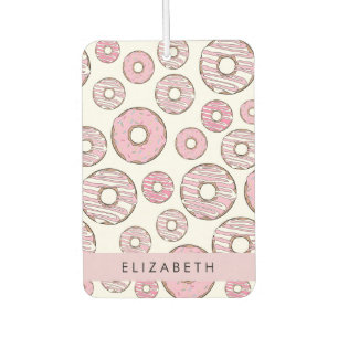 Désodorisant Pour Voiture Motif De Donuts, Donuts Roses, Glace, Votre Nom
