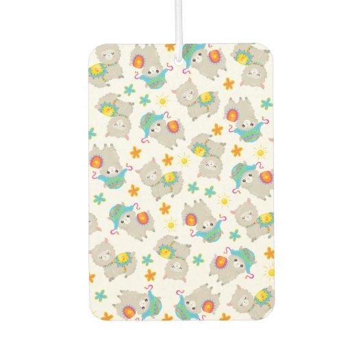 Désodorisant Pour Voiture Motif De Llamas, Cute Llamas, Alpacas, Fleurs (Devant)