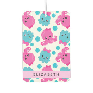 Désodorisant Pour Voiture Motif de pieuvre, Pieuvre mignonne, Mer, Votre Nom