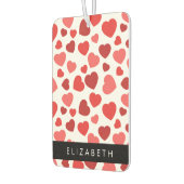 Désodorisant Pour Voiture Motif Des Coeurs, Coeurs Rouges, Votre Nom (Gauche)