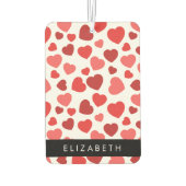 Désodorisant Pour Voiture Motif Des Coeurs, Coeurs Rouges, Votre Nom (Dos)