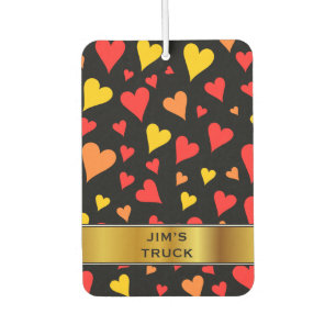Désodorisant Pour Voiture Motif des Coeurs rouge, orange et jaune flottant