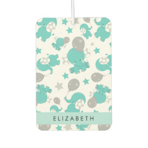 Désodorisant Pour Voiture Motif Des Eléphants Bleus, Étoiles, Votre Nom