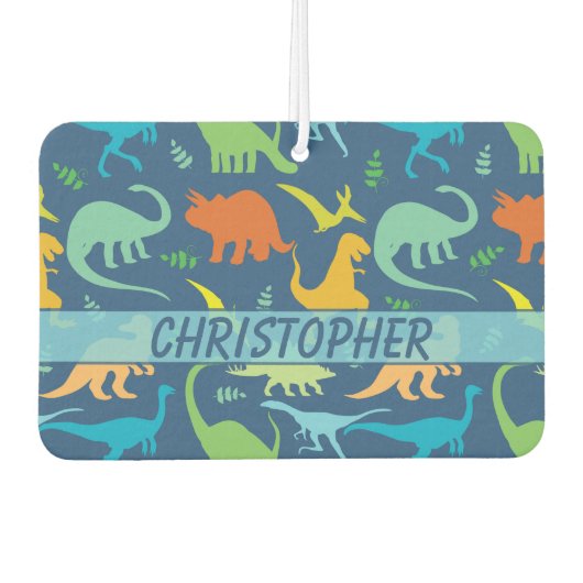 Désodorisant Pour Voiture Motif Dinosaure coloré à personnaliser (Devant)
