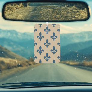 Désodorisant Pour Voiture Motif Fleur de Lis, Bleu Royal Français sur Crème
