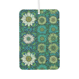 Désodorisant Pour Voiture Motif floral bleu, vert et blanc