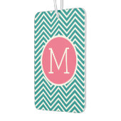 Désodorisant Pour Voiture Motif Girl Chevron avec Monogramme - Turquoise ros (Gauche)